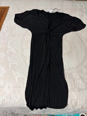 NWT boutique brand Black Women's Twist-Front Midi Dress Small capsule wardrobe